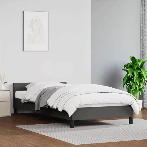 szürke ágykeret fejtámlával matrac nélkül 80 x 200 cm