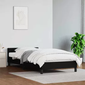 fekete ágykeret fejtámlával matrac nélkül 90x200 cm