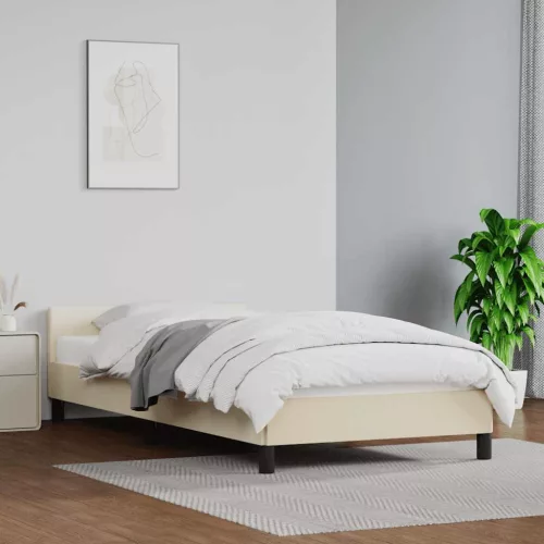 krémszínű ágykeret fejtámlával matrac nélkül 90x200 cm