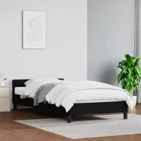 fekete ágykeret fejtámlával matrac nélkül 100x200 cm