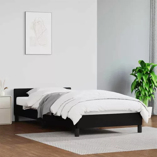 fekete ágykeret fejtámlával matrac nélkül 100x200 cm