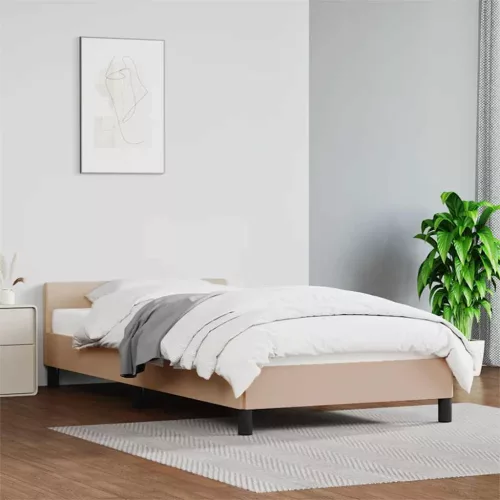 kávészínű ágykeret fejtámlával matrac nélkül 100x200 cm