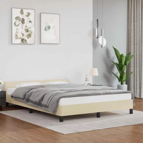 krémszínű ágykeret fejtámlával matrac nélkül 140x190 cm