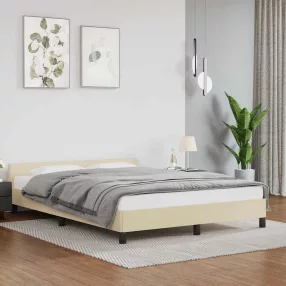   vidaXL krémszínű ágykeret fejtámlával matrac nélkül 140x200 cm