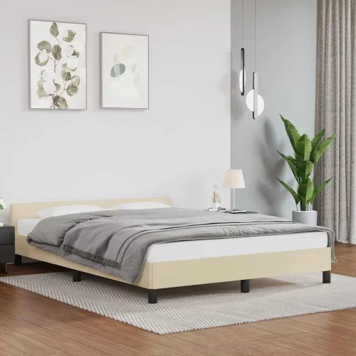 vidaXL krémszínű ágykeret fejtámlával matrac nélkül 140x200 cm