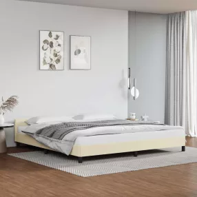   krémszínű ágykeret fejtámlával matrac nélkül 200x200 cm