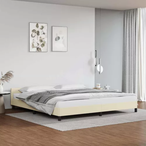 krémszínű ágykeret fejtámlával matrac nélkül 200x200 cm
