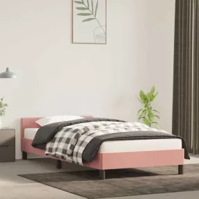   rózsaszín bársony ágykeret fejtámlával matrac nélkül 90x200 cm