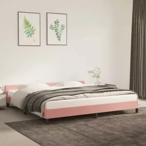   rózsaszín bársony ágykeret fejtámlával matrac nélkül 200x200 cm