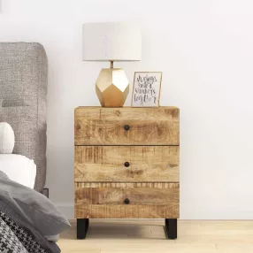   tömör mangófa és szerelt fa éjjeliszekrény 50 x 33 x 62 cm