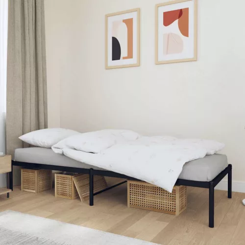 fekete fém ágykeret 75 x 190 cm