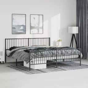 fekete fém ágykeret fej- és lábtámlával 193 x 203 cm