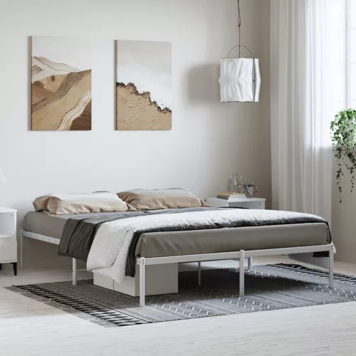fehér fém ágykeret 150 x 200 cm