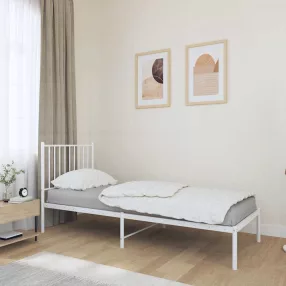 fehér fém ágykeret fejtámlával 80x200 cm