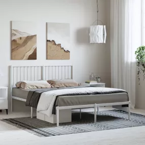 vidaXL fehér fém ágykeret fejtámlával 135 x 190 cm