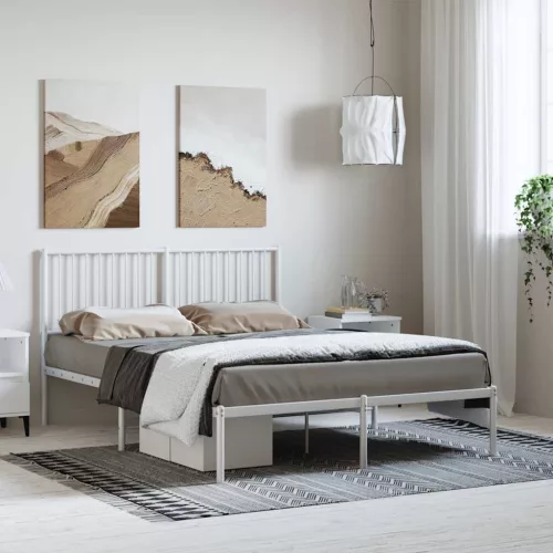 vidaXL fehér fém ágykeret fejtámlával 135 x 190 cm