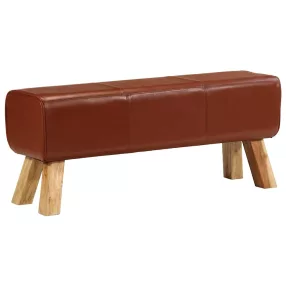   vidaXL barna valódi bőr és tömör mangófa tornapad 110 cm
