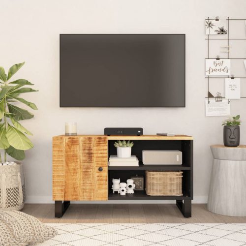 Tömör mangó- és szerelt fa TV-szekrény 80 x 33 x 46 cm