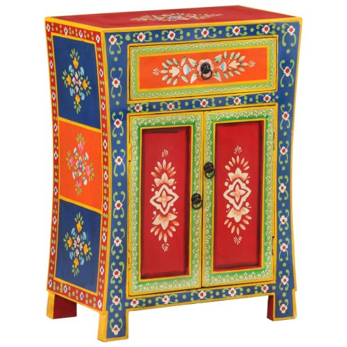 kézzel festett tömör mangófa kisszekrény ajtókkal 53x30x74 cm