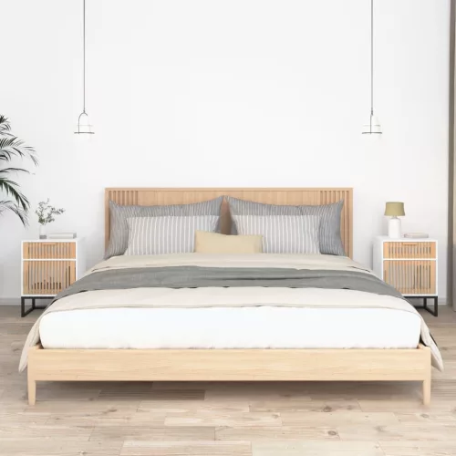 2 db fehér szerelt fa és vas éjjeliszekrény 40 x 30 x 55,5 cm