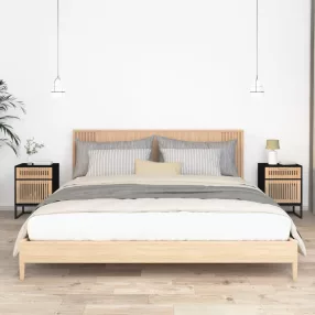   2 db fekete szerelt fa és vas éjjeliszekrény 40x30x55,5 cm