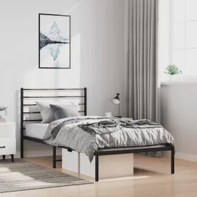 vidaXL fekete fém ágykeret fejtámlával 100 x 200 cm