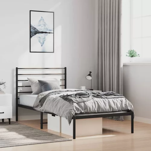 vidaXL fekete fém ágykeret fejtámlával 100 x 200 cm