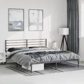 vidaXL fekete fém ágykeret fejtámlával 193 x 203 cm