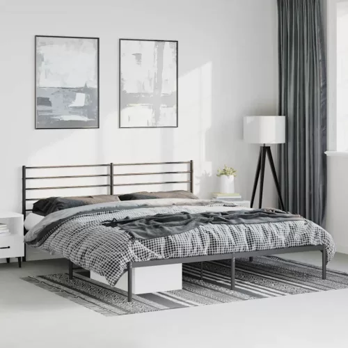 vidaXL fekete fém ágykeret fejtámlával 193 x 203 cm