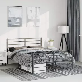   vidaXL fekete fém ágykeret fej- és lábtámlával 150 x 200 cm