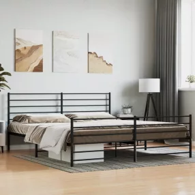   vidaXL fekete fém ágykeret fej- és lábtámlával 200 x 200 cm