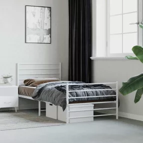   vidaXL fehér fém ágykeret fej- és lábtámlával 90 x 190 cm