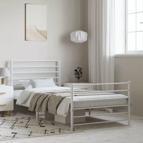 vidaXL fehér fém ágykeret fej- és lábtámlával 100 x 190 cm