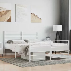   vidaXL fehér fém ágykeret fej- és lábtámlával 120x200 cm