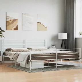   vidaXL fehér fém ágykeret fej- és lábtámlával 180 x 200 cm