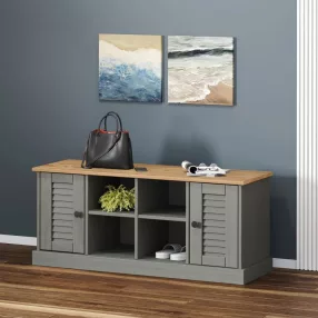   vidaXL VIGO szürke tömör fenyőfa cipőtároló pad 106 x 35 x 45 cm