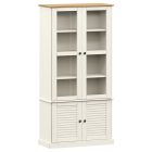VIGO fehér üvegvitrines tömör fenyőszekrény 85x35x170 cm