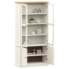 VIGO fehér üvegvitrines tömör fenyőszekrény 85x35x170 cm