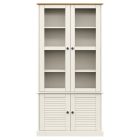 VIGO fehér üvegvitrines tömör fenyőszekrény 85x35x170 cm