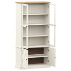 VIGO fehér üvegvitrines tömör fenyőszekrény 85x35x170 cm
