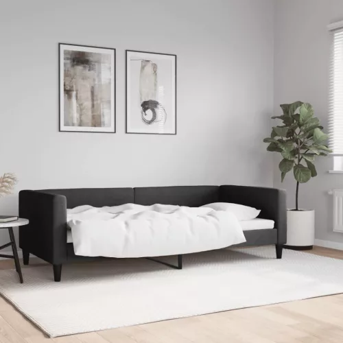 fekete szövet kanapéágy 90 x 200 cm