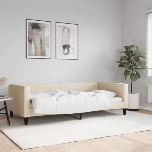 krémszínű szövet kanapéágy 90 x 200 cm