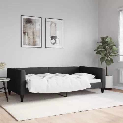 fekete szövet kanapéágy 100 x 200 cm