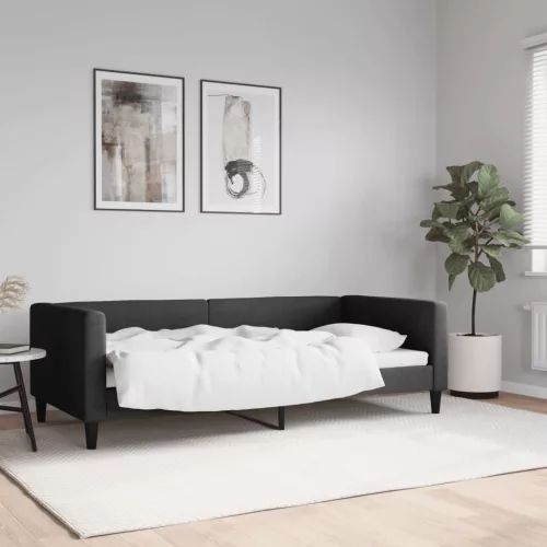fekete szövet kanapéágy 90 x 190 cm