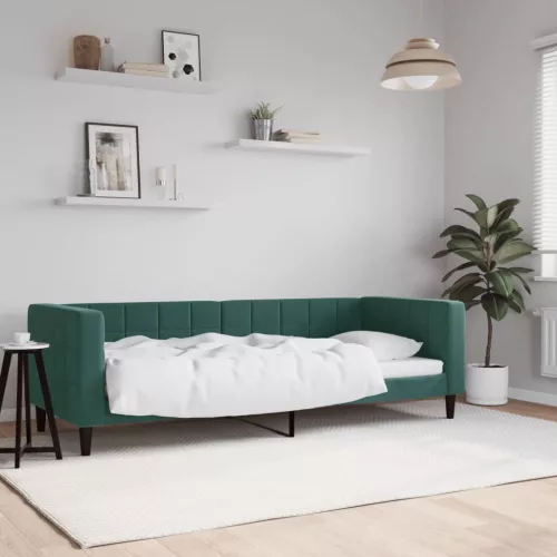 sötétzöld bársony kanapéágy 80 x 200 cm