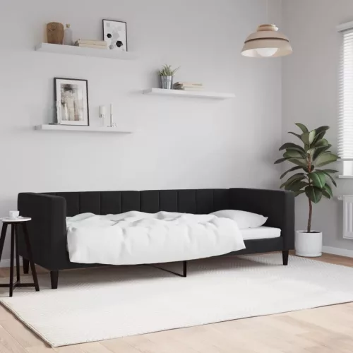 fekete bársony kanapéágy 80 x 200 cm
