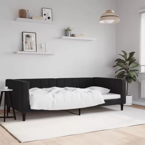 fekete bársony kanapéágy 100 x 200 cm