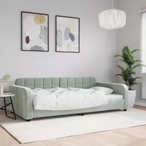 vidaXL világosszürke bársony kanapéágy 100x190 cm