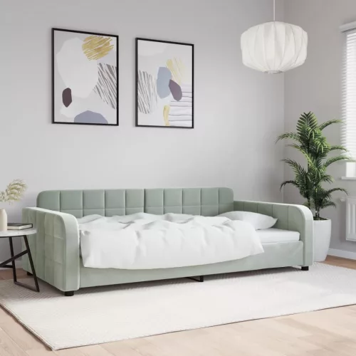 vidaXL világosszürke bársony kanapéágy 100x190 cm