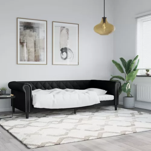 fekete műbőr kanapéágy keret 80 x 200 cm